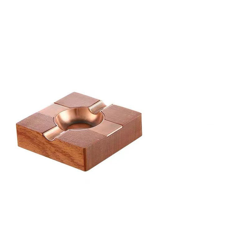 Wooden Gold Inlaid Ashtray High-end Whisky Bar