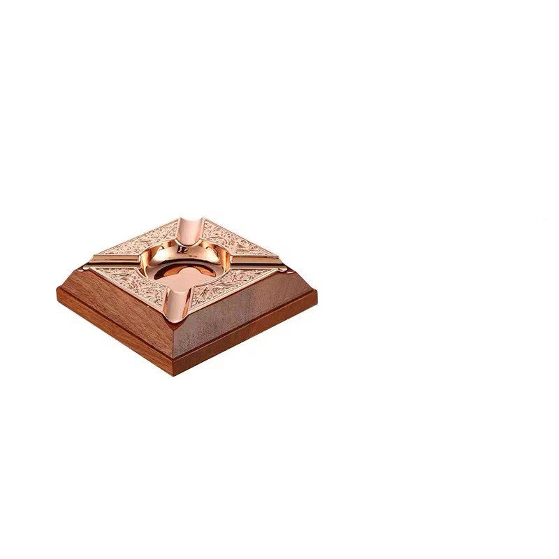 Wooden Gold Inlaid Ashtray High-end Whisky Bar