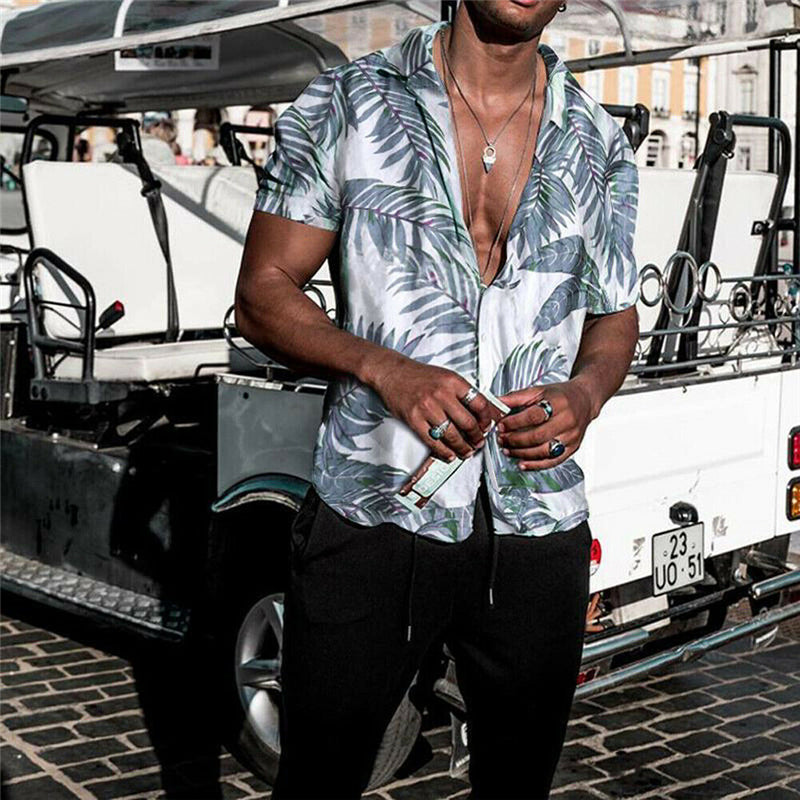 Beach print men's shirt