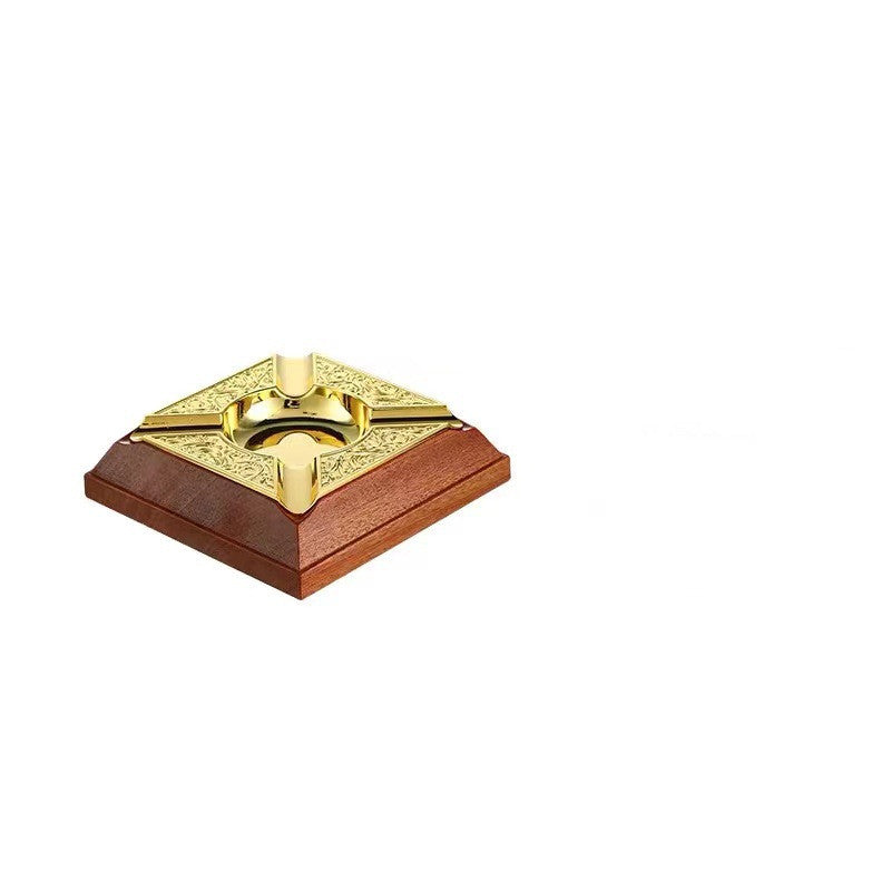 Wooden Gold Inlaid Ashtray High-end Whisky Bar