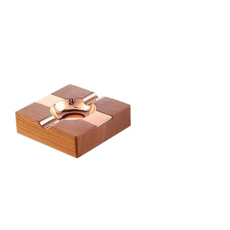 Wooden Gold Inlaid Ashtray High-end Whisky Bar