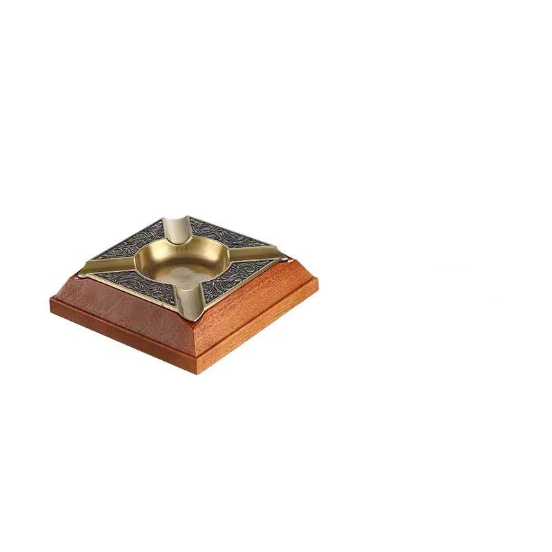 Wooden Gold Inlaid Ashtray High-end Whisky Bar