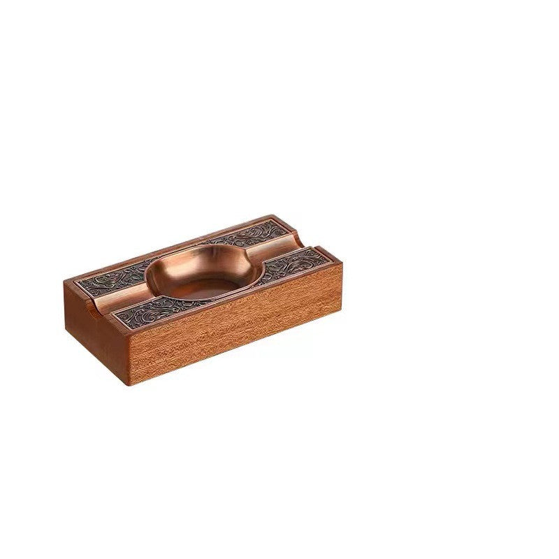 Wooden Gold Inlaid Ashtray High-end Whisky Bar