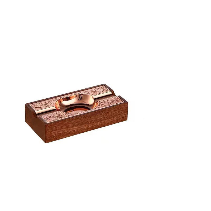 Wooden Gold Inlaid Ashtray High-end Whisky Bar