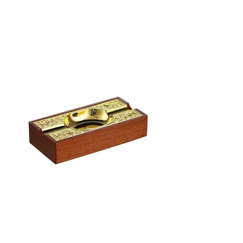 Wooden Gold Inlaid Ashtray High-end Whisky Bar