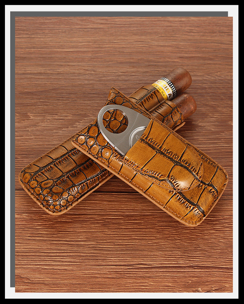 Cowhide 2 Cigar Carrying Case