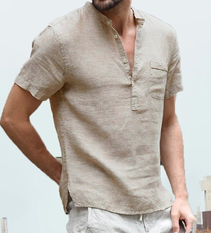 Casual Linen Button V Neck Shirt