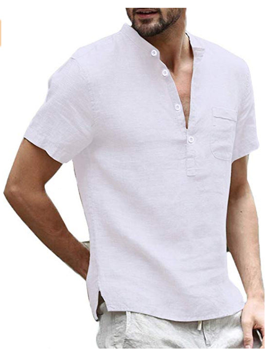 Casual Linen Button V Neck Shirt