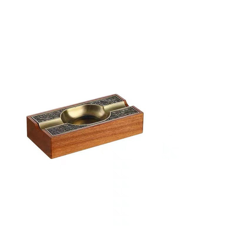 Wooden Gold Inlaid Ashtray High-end Whisky Bar