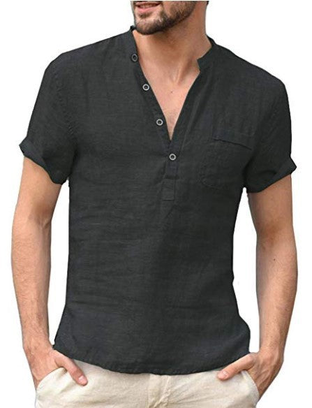 Casual Linen Button V Neck Shirt