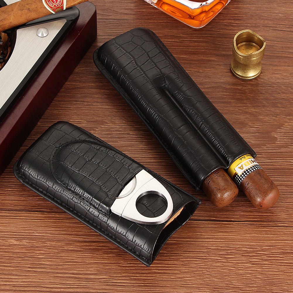 Cowhide 2 Cigar Carrying Case