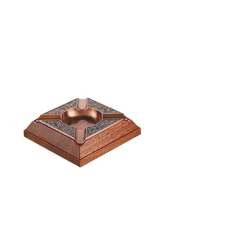 Wooden Gold Inlaid Ashtray High-end Whisky Bar