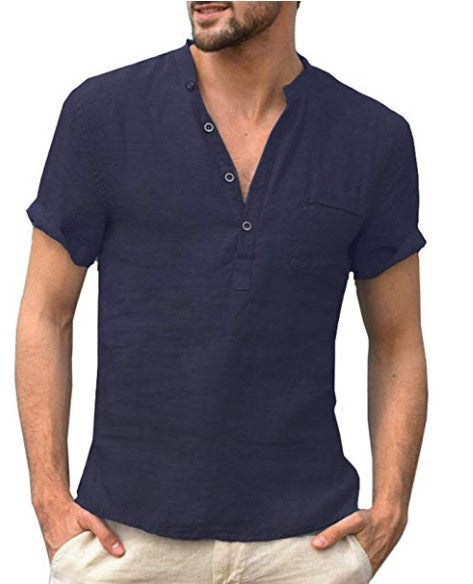 Casual Linen Button V Neck Shirt